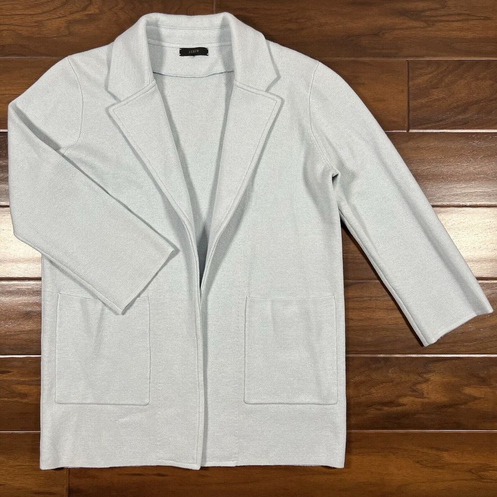 J. Crew Women's Small Blue Sophie Open Front Knit Sweater Blazer J0244